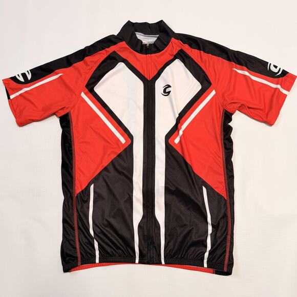 Cannondale Cycling Jersey Mens Large Red Black Full Zip Short Sleeve Road Bike - Picture 1 of 11